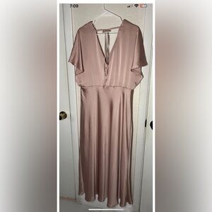 A New Day  Women's Satin Flutter Short Sleeve Maxi A-Line Dress Size L